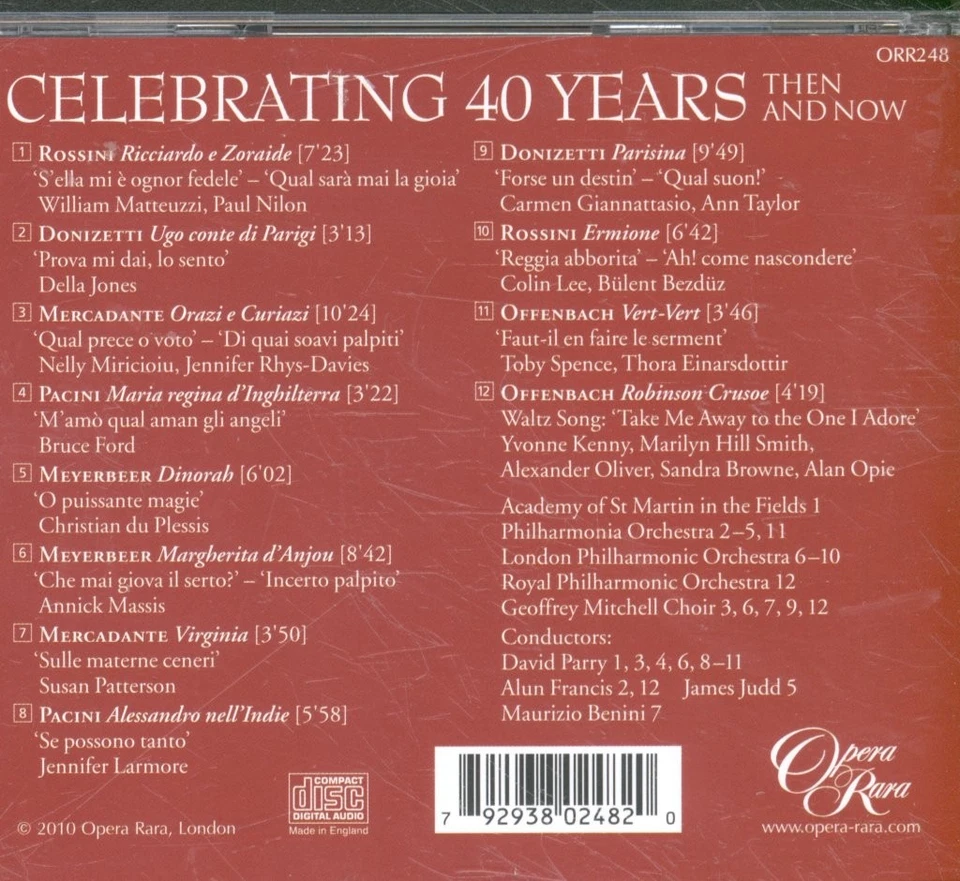 ORR248 Various Artists Celebrating 40 Years - Then and Now CD Europe Opera Rara - Bild 2 von 3