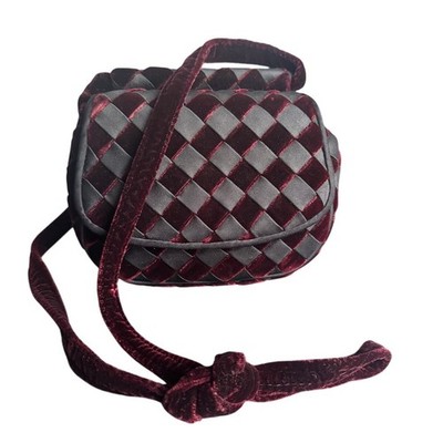 Vintage Vanessa Maroon Velvet Woven Purse Evening Shoulder Bag