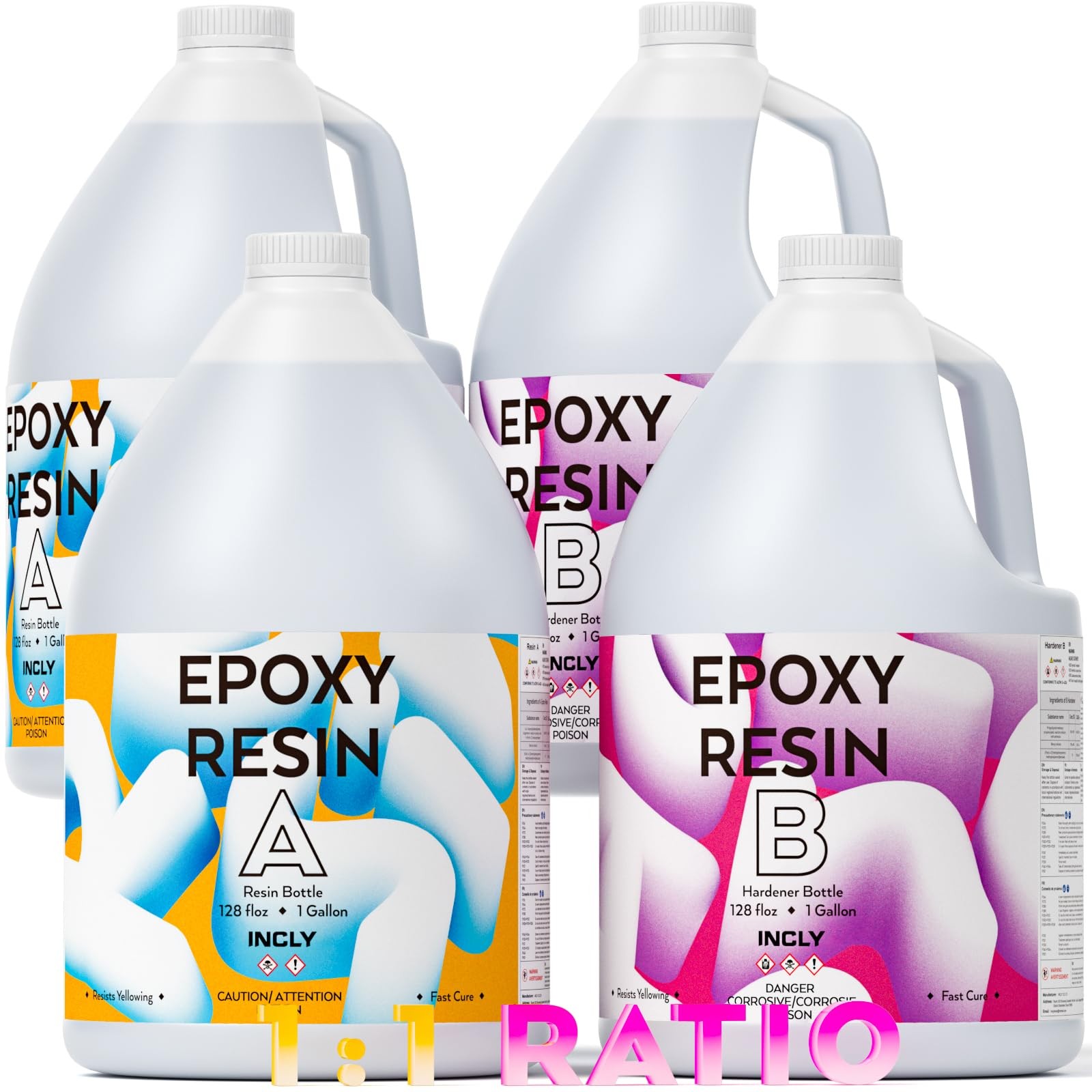 4 Gallon Crystal Clear Epoxy Resin Kit, High Gloss & Bubbles Free Resin Suppl...