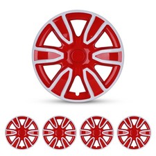 14 Inch Hubcaps Set of 4 Snap Universal Wheel Rim Covers ABS White Red Lacquer