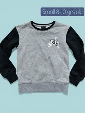 Nike Air Jordan Boys Sweatshirt Size Small Gray White Jump Men Logo 8-10 Yr Old