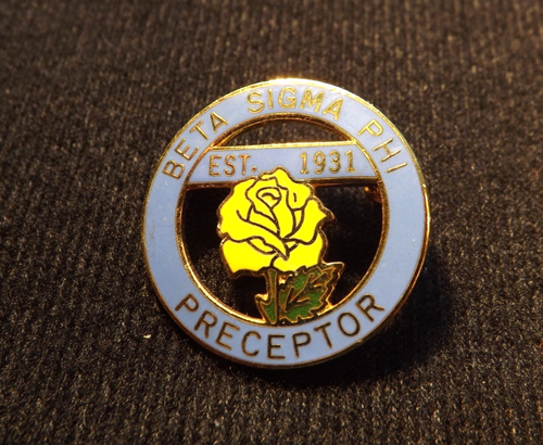 Beta Sigma Phi Sorority Est. 1931 Preceptor Lapel Pin Brooch Yellow Rose - Picture 1 of 3