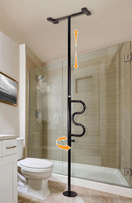 Wonder Pole, Security-Pole and Curve Grab Bar, Tension Mounted Floor to Ceiling 