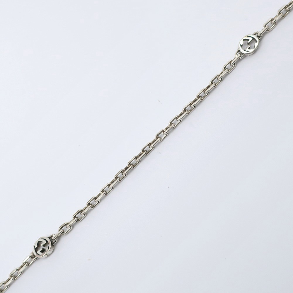 GUCCI Blue Heart Interlocking G Necklace in Silver 925 for Women Ex+ thumbnail 4