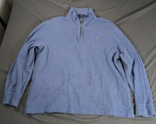 Polo Ralph Lauren 1/4 Zip Sweater Mens Large Blue Estate Rib Old Money Preppy