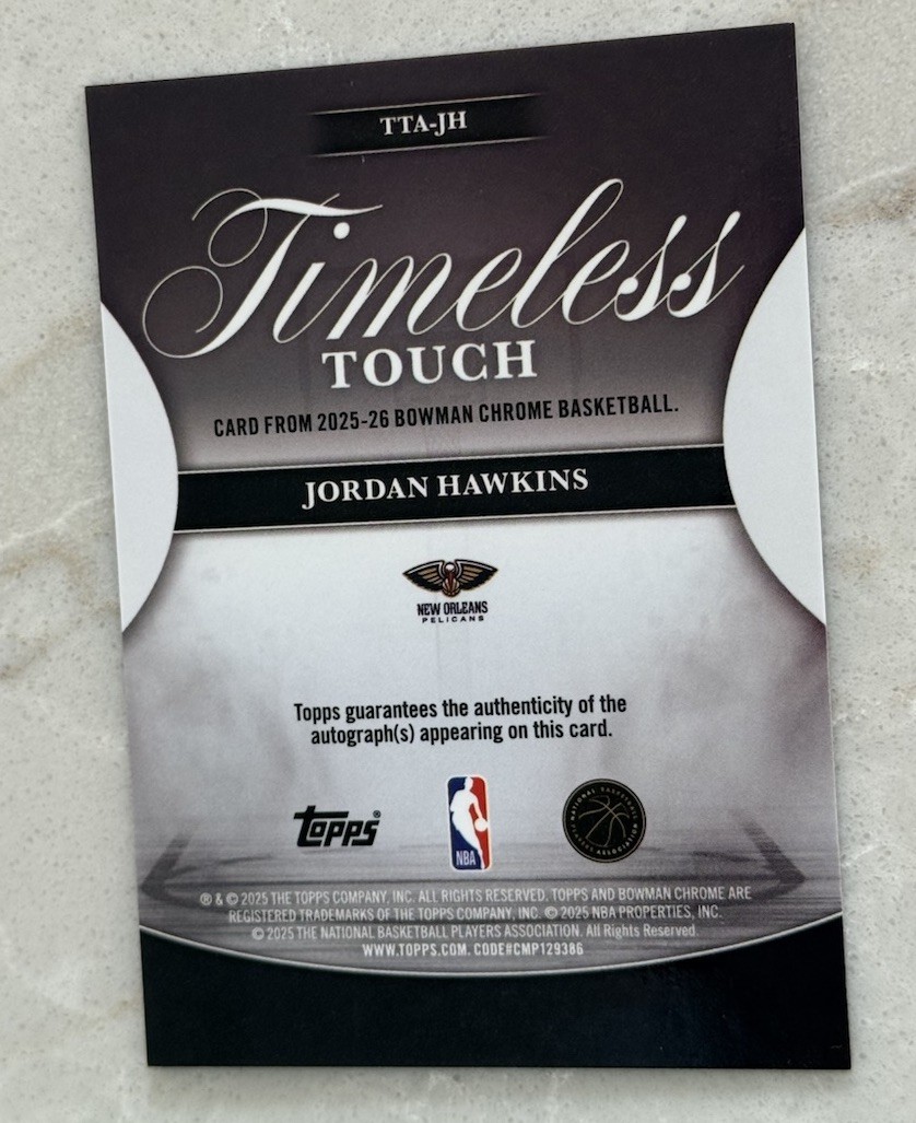 2025-26 Bowman Chrome - Timeless Touch Autograph #TTA-JH Jordan
