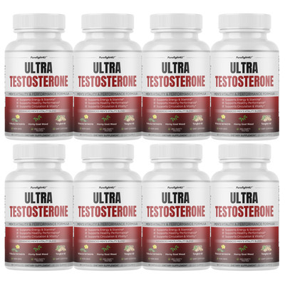 Ultra Testosterone Booster Supplement Formula for Men's Vitality - 8 Bottles