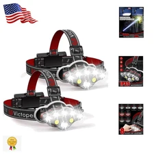 8 LED Headlamp Set - Rechargeable, Waterproof, and Perfect for Hiking & Camping