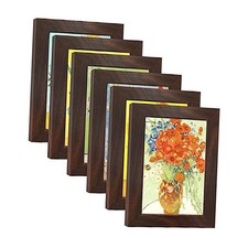 4x6 Picture Frame Set of 6 with Real Glass for Pictures 4x6 set of 6 Walnut
