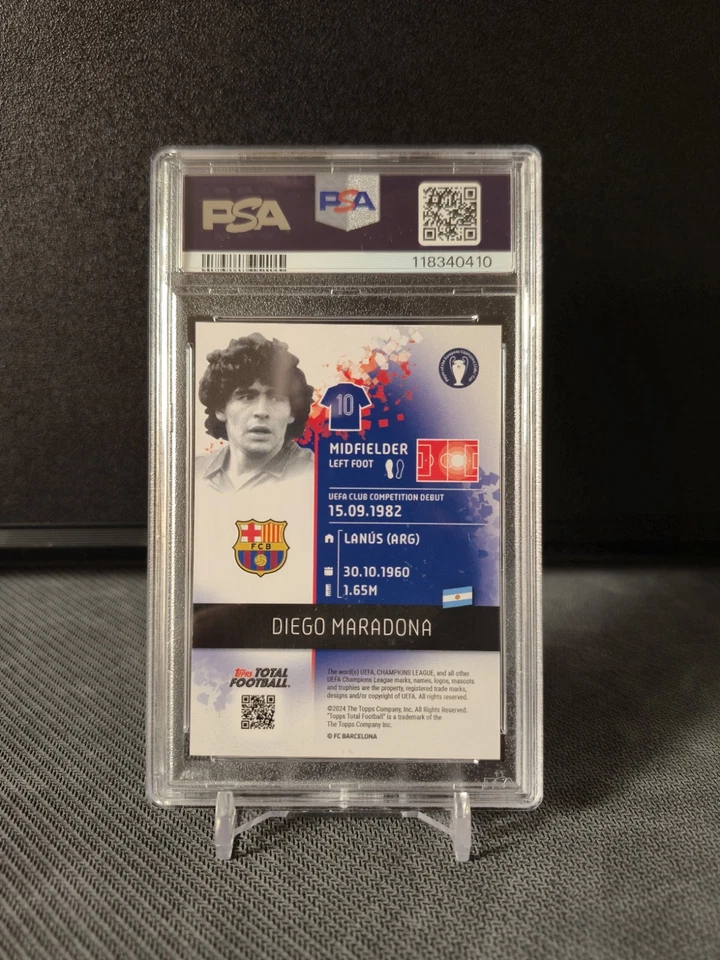 2024-25 TTF Diego Maradona FC Barcelona Collector Series Chrome /5 RED PSA 9 - Imagen 2 de 2