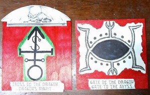 Pair Of Dragon Magick Paintings With Sigils; 5x5 Wood