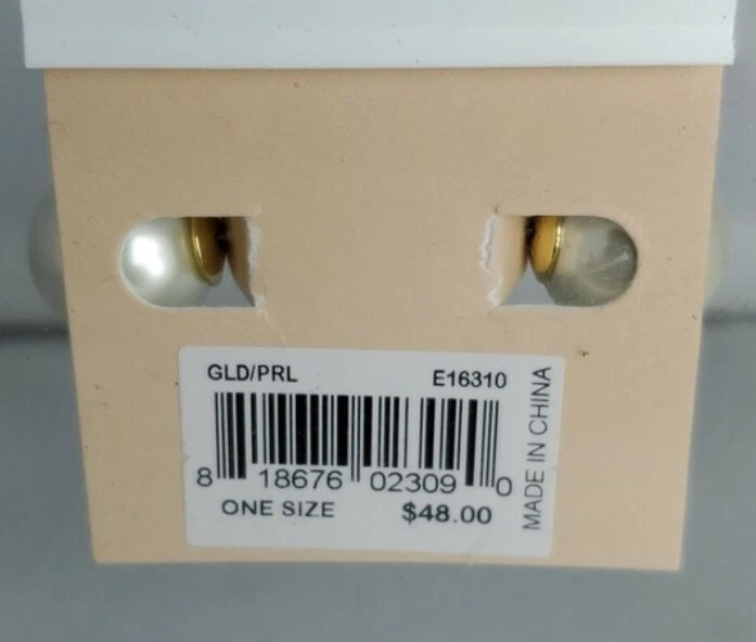 Pendientes de perlas Rebecca Minkoff delanteros traseros en oro al por menor $48 (Estilo: E16310) Foto 3 de 3