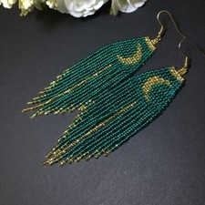 Tribal Earrings Native Large Boho American Seed Beads Handmade Earring