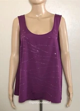 Elle Women's Sleeveless Blouse Purple Mosaic Garden NWT