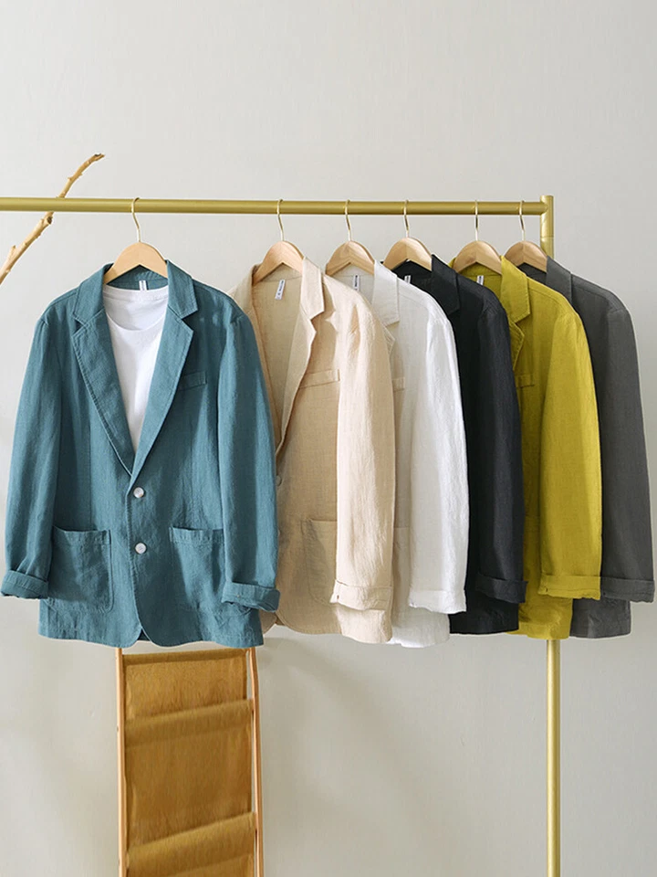 Men's Loose Cotton and Linen Suit Jacket, Men's Casual Suit Linen Blazer Jacke 」 - Image 4 of 4