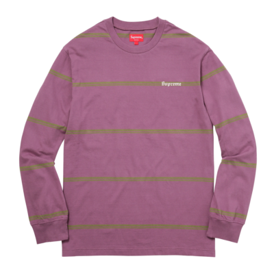 New Supreme Striped L/S Top Tee T-Shirt Purple Fall Winter 2017