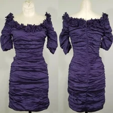 BCBGMAXAZRIA Meridith Mini Dress Size 2 Womens Metallic Purple Body Con Cocktail