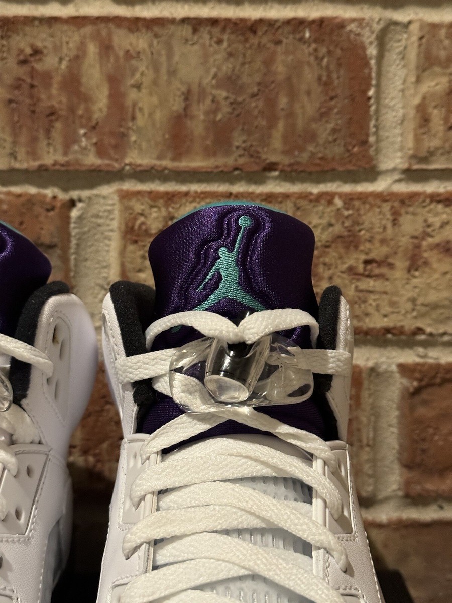 New 9.5 Nike Air Jordan 5 Grape White Emerald 2013 Retro OG 136027