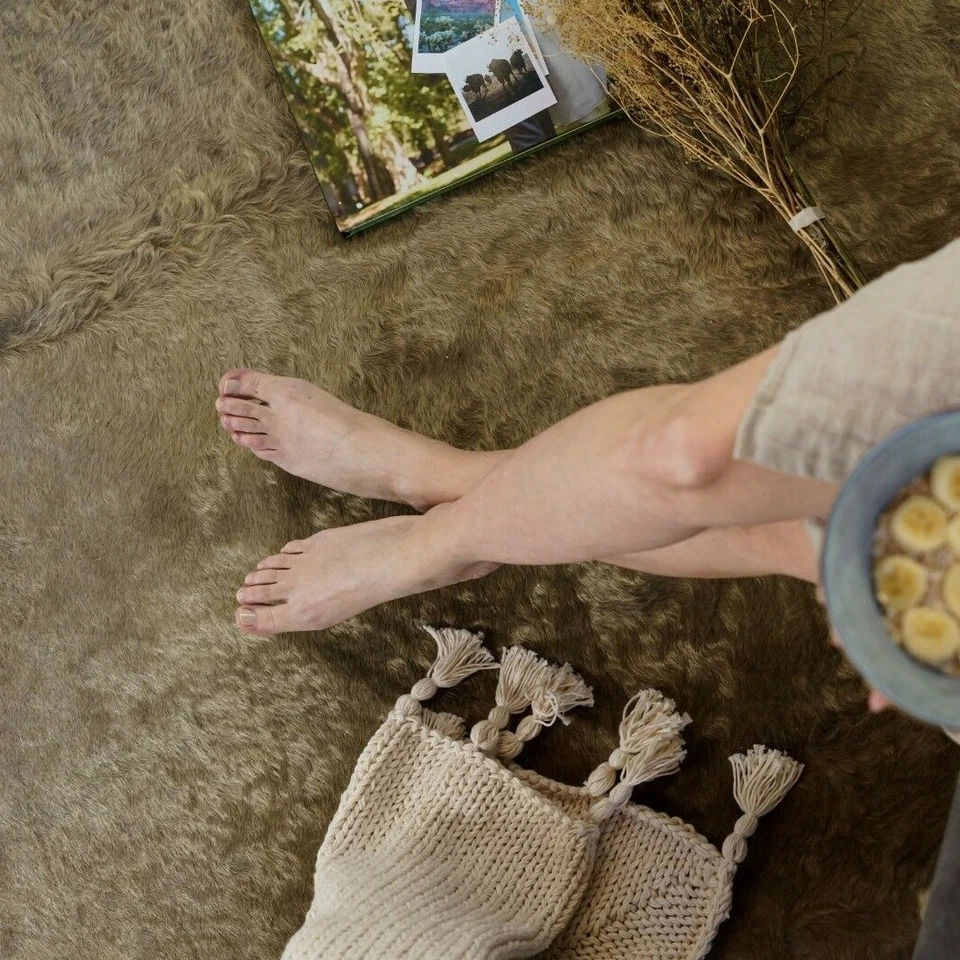 Nueva alfombra de cuero de vaca CHAROLAIS beige pelo sobre piel piel de vaca (talla L longitud 7') Foto 3 de 4