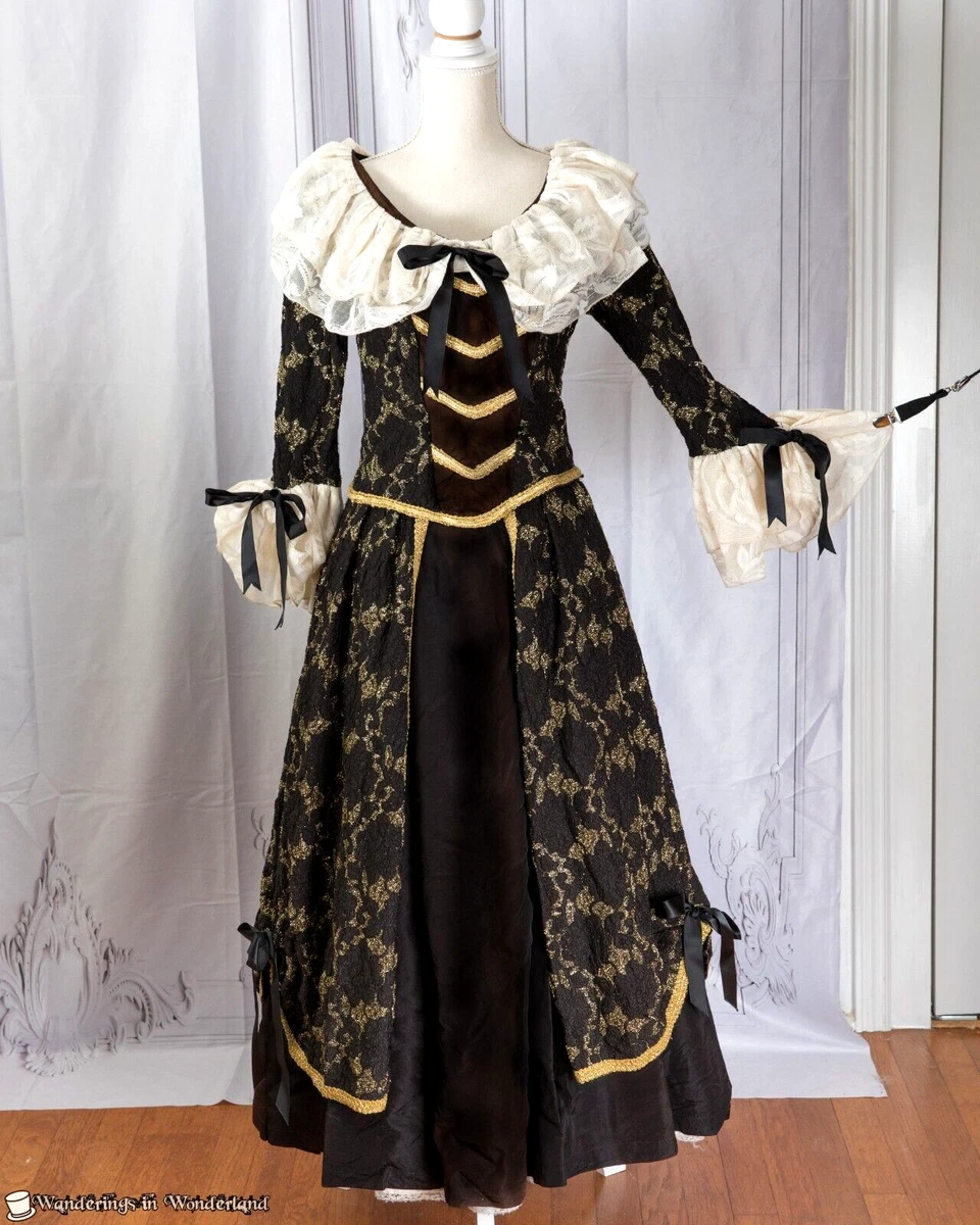 Lady Amadeus Costume Women’s Large Tabi’s Characters Black Gold Colonial  Dress