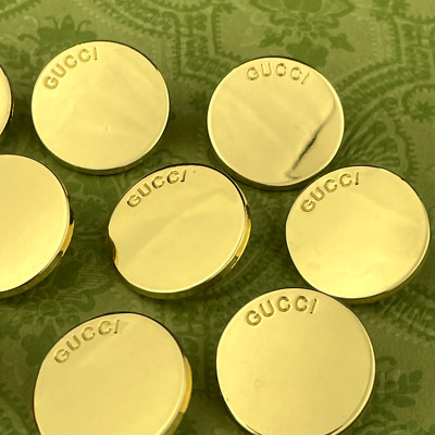 SET OF 10 GUCCI GOLD BUTTONS VINTAGE METAL ROUND 19MM