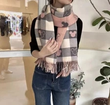 Disney Mouse scarf NEW flannel 1 size Pink/Grey