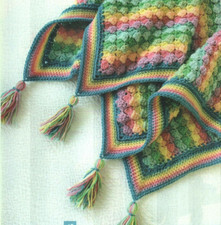 SHERBET STRIPES BLANKET BABY AFGHAN NURSERY CROCHET PATTERN INSTRUCTIONS
