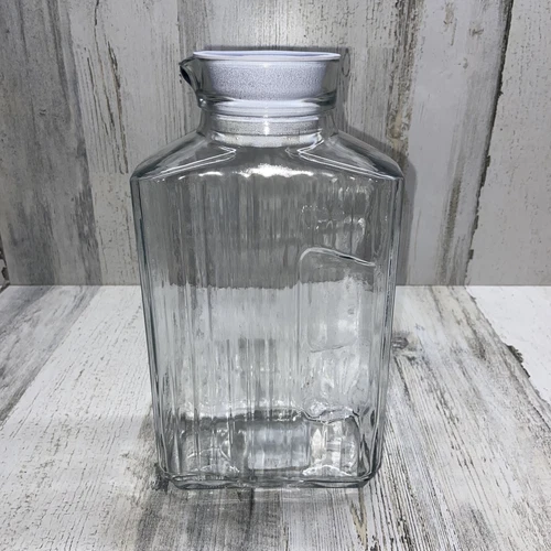 Vintage Anchor Hocking 2 QT Glass Pitcher Carafe with Lid