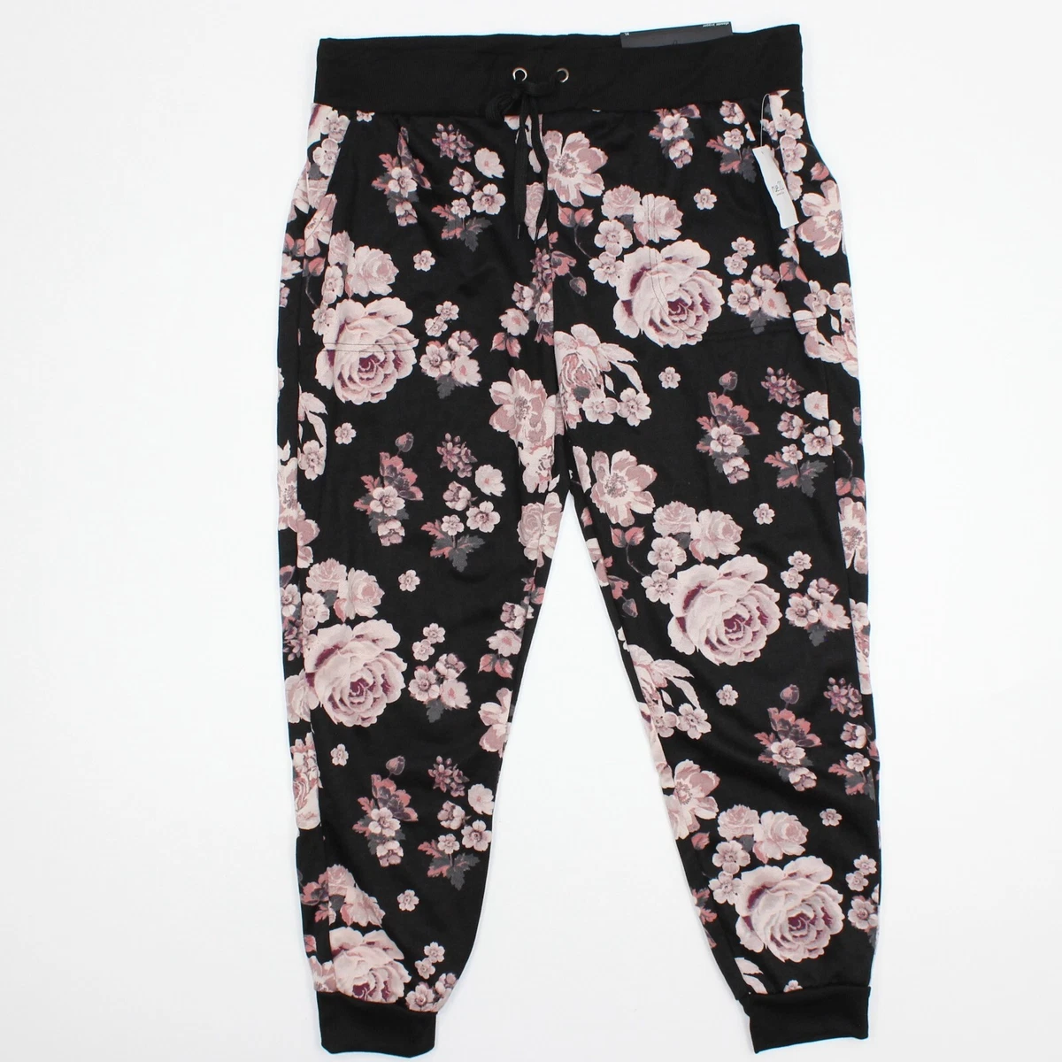 Rue 21 Womens XL Jogger Pants Black Rose Floral Soft Touch eBay