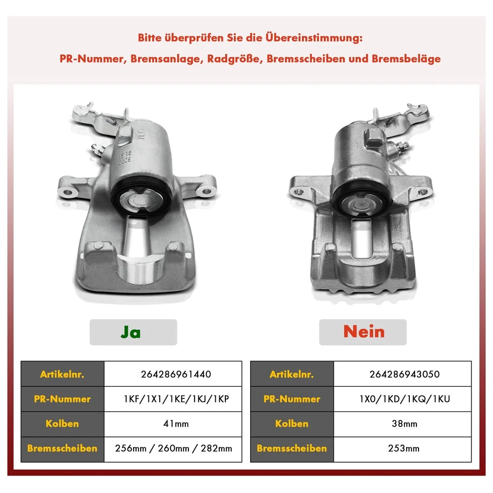 2x Bremssattel Hinten Links Rechts 41mm für VW Golf 5 1K 6 5K Jetta Audi A3 8P - Bild 3 von 4