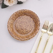 25 Natural 7 in Woven Rattan Print Disposable Salad Paper PLATES Party Events