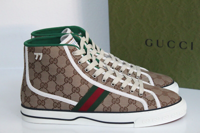 sz 6.5 US / 5.5 UK GUCCI Tennis 1977 GG Logo Lace up High Top