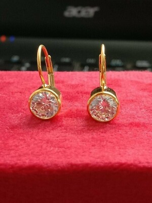 4Ct Round Lab-Created Diamond Women's Lever Back Earrings 14K Yellow Gold Plated
