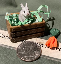 Schleich tiny grey baby bunny rabbit MINIATURE Nesting Box & Carrots NEW LOT/SET