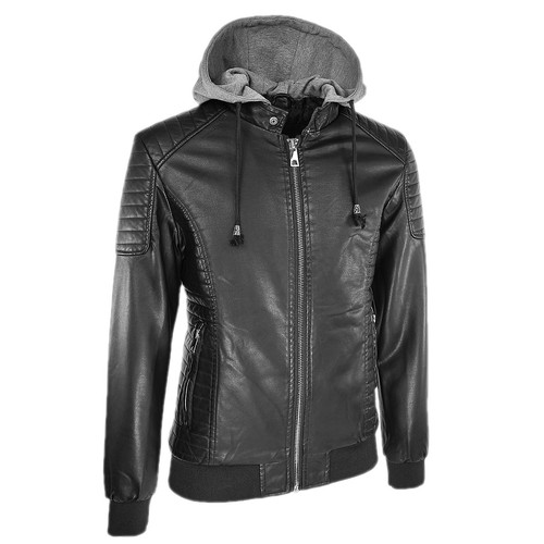 Giacca Moto Uomo Giubbotto Leggero Eco Pelle Giubbino Slim Fit Casual VEQUE - Afbeelding 35 van 40