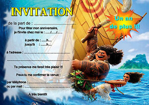 5 12 Ou 14 Cartes Invitation Anniversaire Vaiana Ref 4 Ebay