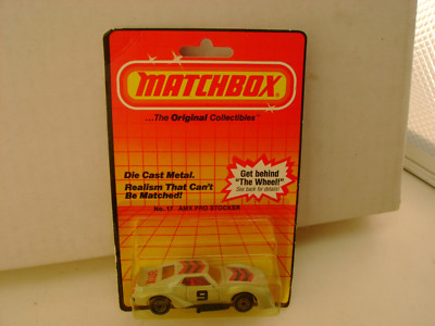 1983 MATCHBOX SUPERFAST #17 GREY 9 AMX PRO STOCKER BLACK BASE & SIDE PIPES MOC