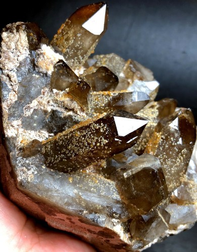 1575g Brand new Rare Black SMOKY QUARTZ Crystal Point&Garnet Spessartine g160 - Picture 11 of 12