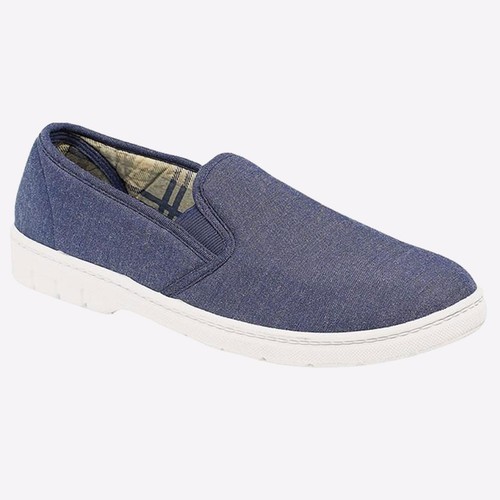 Scimitar Barking Mens Casual Slip On Plimsol Shoes Blue - 第 1/1 張圖片