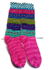 Socks Handmade for Women - Knitted in Multicolor Wool Winter Warm