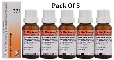 Pack of 5 Dr. Reckeweg R71 Sciatica Drops Sciatica (22ml) Drop Free Shipping