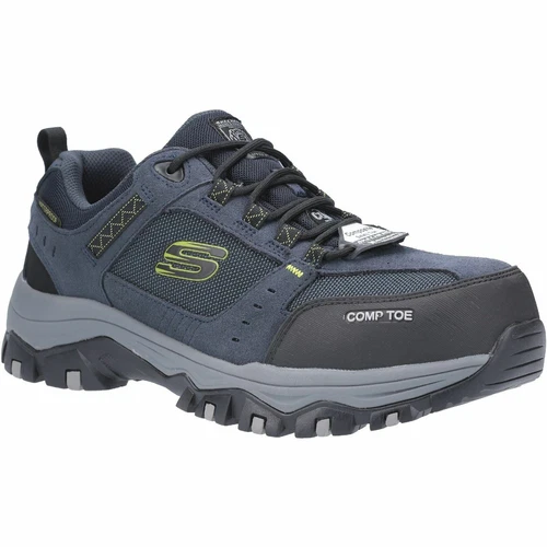 Skecher's Workware Greetah Navy Suede Leather W/ Textile Trainers Safety
