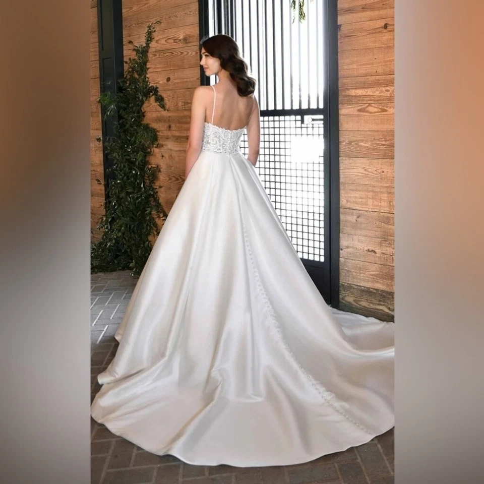 Essense of Australia Talla 14 VESTIDO DE FIESTA COMPLETO VESTIDO DE NOVIA Trane Cuentas Impresionante Foto 4 de 4