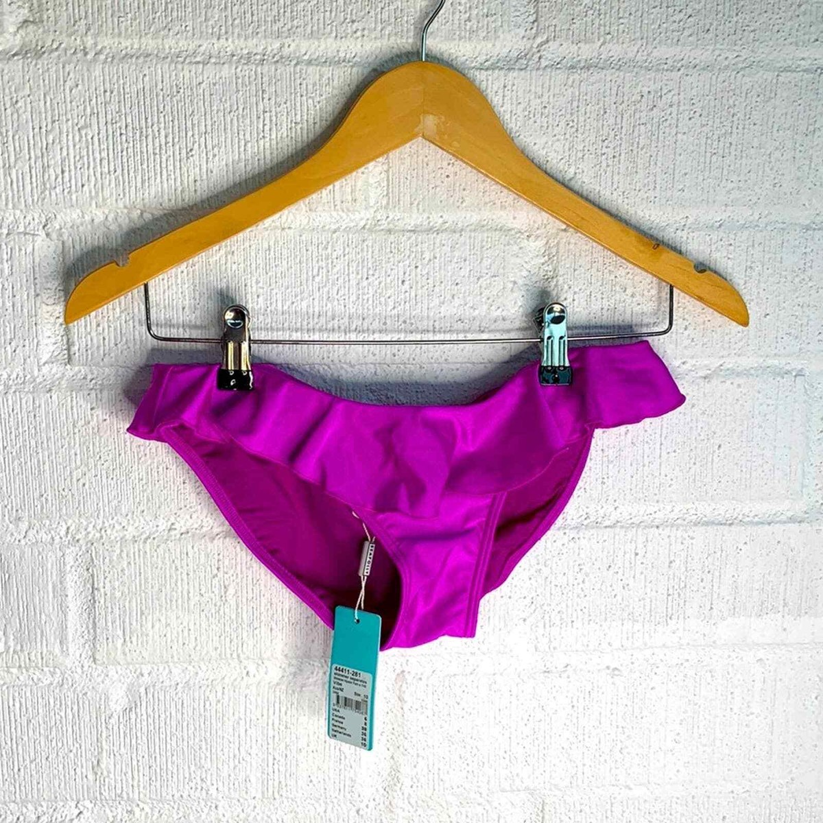 Seafolly by Revolve Women's Purple Ruffle Bikini Bottoms sz