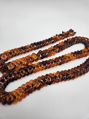Vintage Faux Tortoise Shell Lucite Plastic Chain Link Belt Necklace
