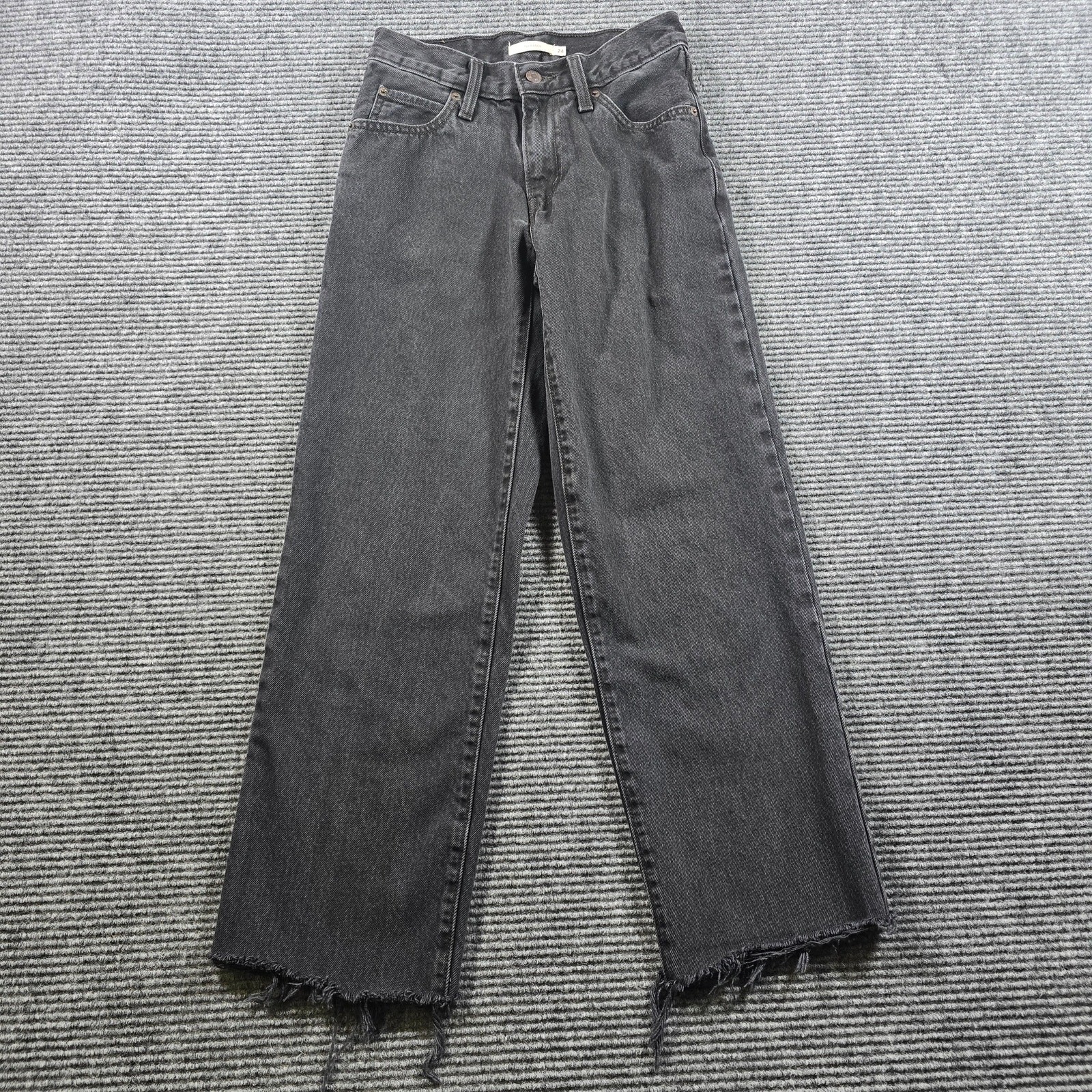 Levi’s 94 Baggy Jeans Women's 24x28 Black Raw Hem High Rise