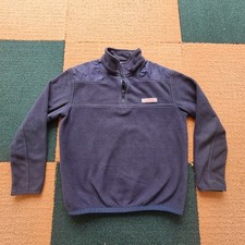 Vineyard Vines Fleece Pullover Youth Large 16-18 1/4 Zip Blue Long Sleeve  0a