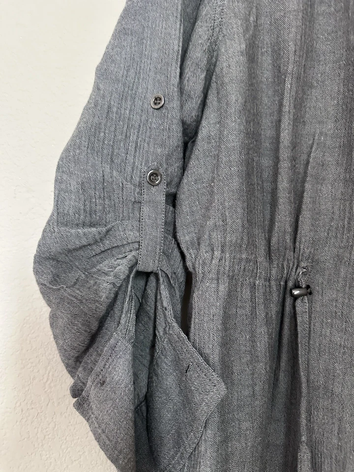 Lafayette 148 Shirt Dress Cotton Wool Minimalist Career Women L Gray, Neutral - Image 2 of 4