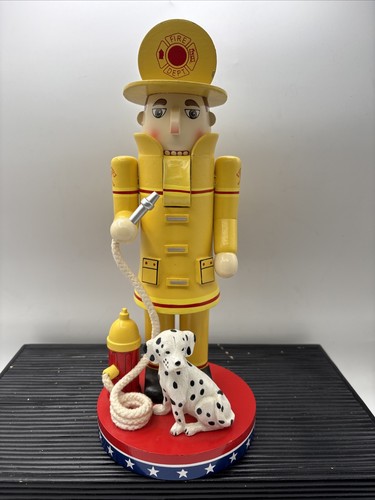Vintage 2002 Nutcracker Village Fireman Dalmation 12" 10th Anniversary - NO BOX