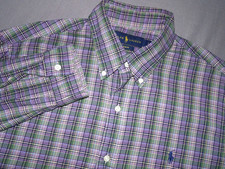 Polo Ralph Lauren Long Sleeved Plaid Casual Button Up Shirt Men's Slim Fit Large